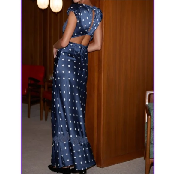 FREE PEOPLE Butterfly Babe Midi In Navy Classic Combo•M•NWT - Picture 3 of 11